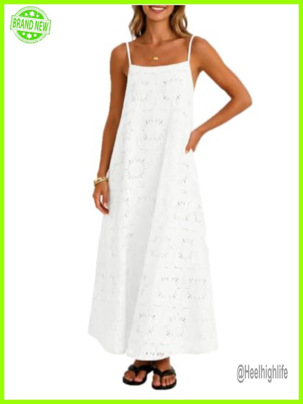 Floral Lace Maxi Dress Spaghetti Strap Boho Long Flowy A-Line Summer